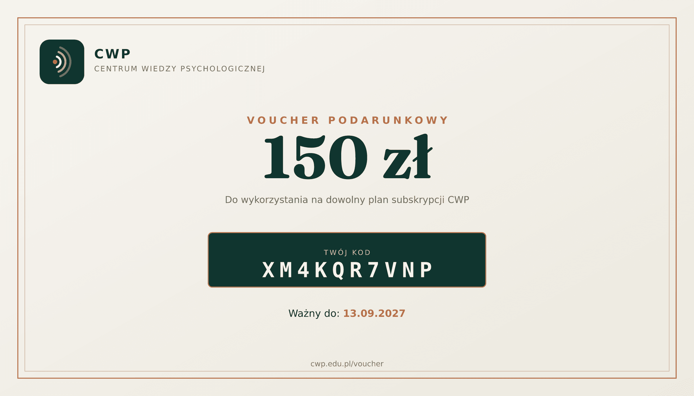 Wzór vouchera podarunkowego CWP